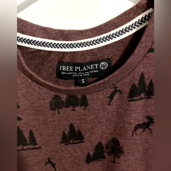 Free Planet Sz S men t shirt short sleeve motif trees, moose round neck - Picture 3 of 9